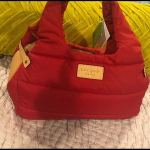 NWT KATE SPADE ALPINE PUFFY QUILTED RED NYLON BAG.